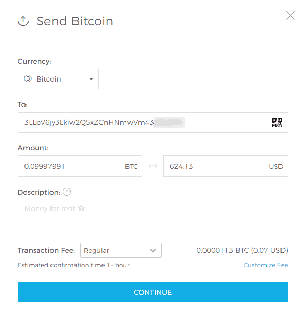 blockchain send btc