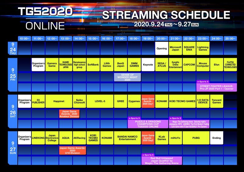 Tokyo Game Show time Table