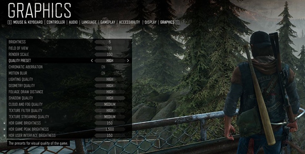 Days Gone Graphics Settings