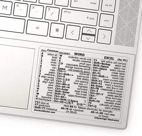 ms word excel shortcut decal