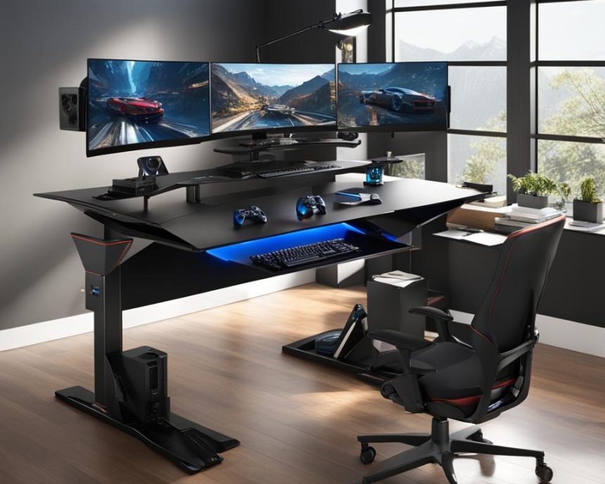 Convertible sit-stand desk for gaming