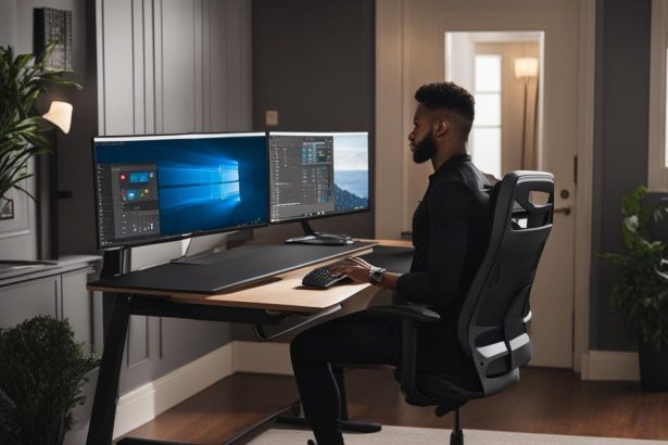 Standing desk setup for back pain relief