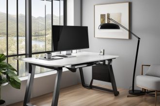 Standing desk with integrated cable management